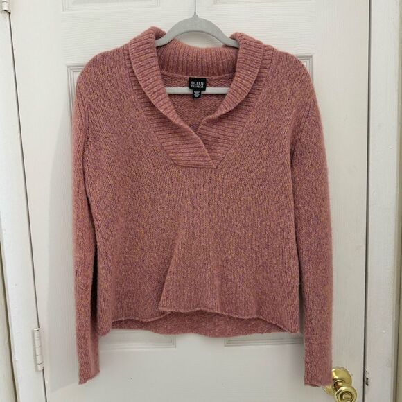 Eileen Fisher System Merino Wool Blend Sweater Size Medium Pink Peach Marled - Picture 1 of 8